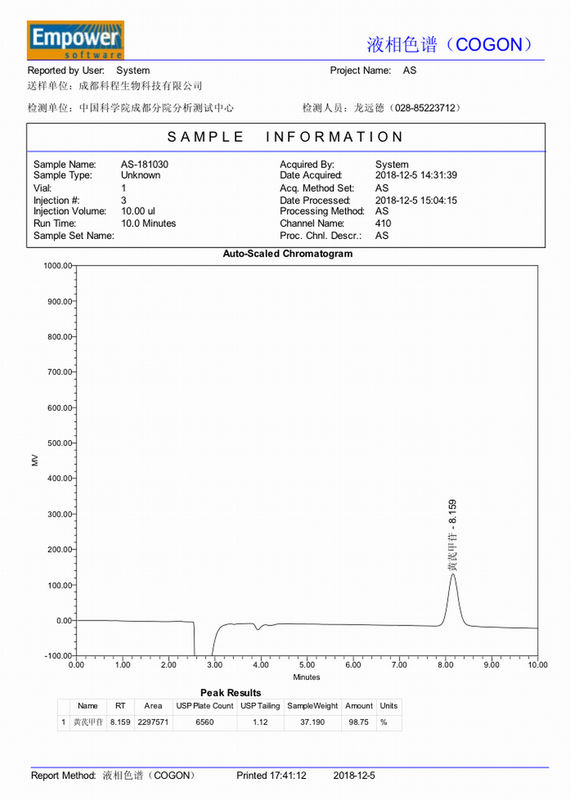 98+% Astragaloside 4 Astragalus Wortel Anti - Ontstekings het Verbeteren Hart-long Functie hplc-ELSD